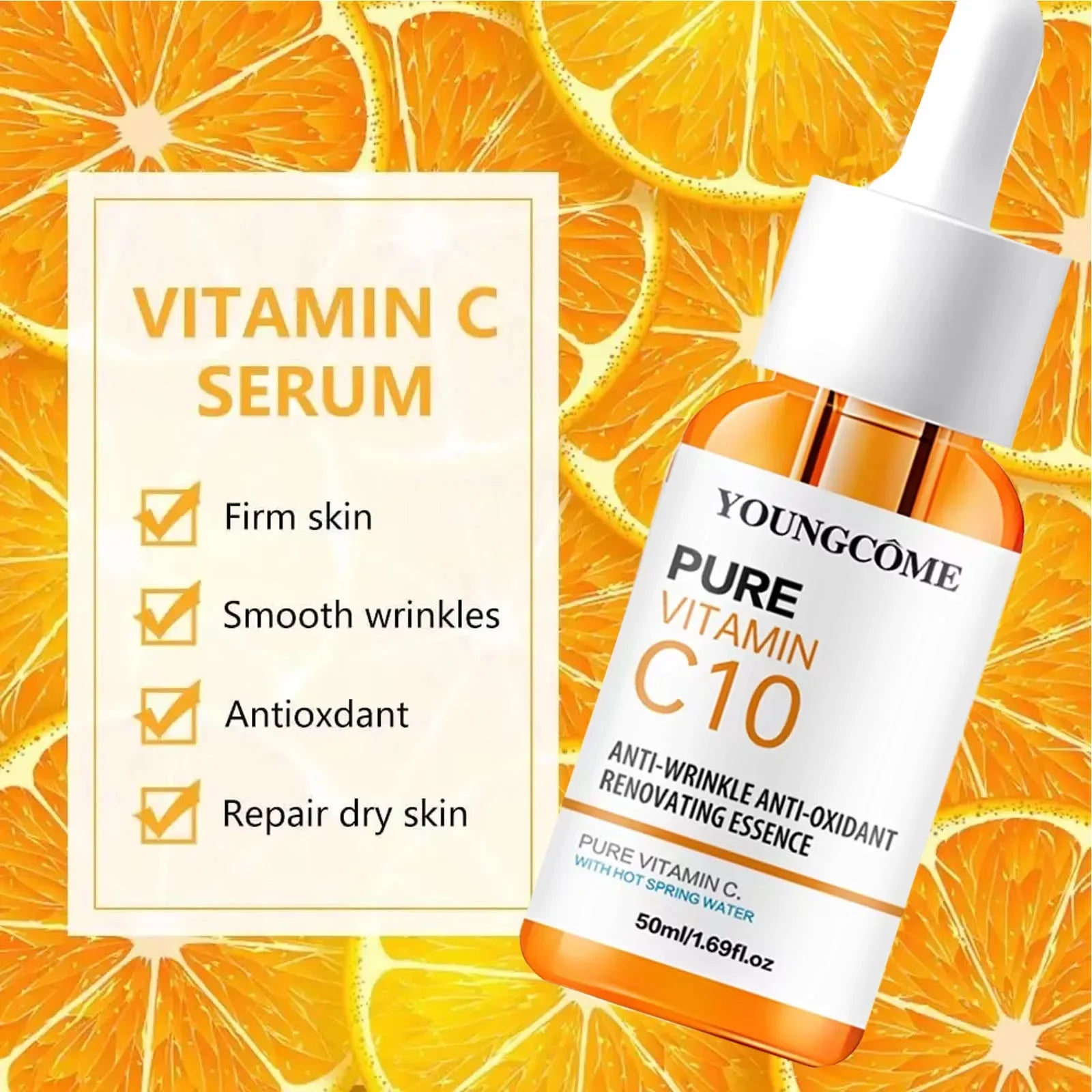 Vitamin C Facial Essence Hyaluronic Acid Dark Skin Brighten Serum Fade Fine Lines Moisturizing Repair Dull Serum Face Skin Care - My Vixen Vault
