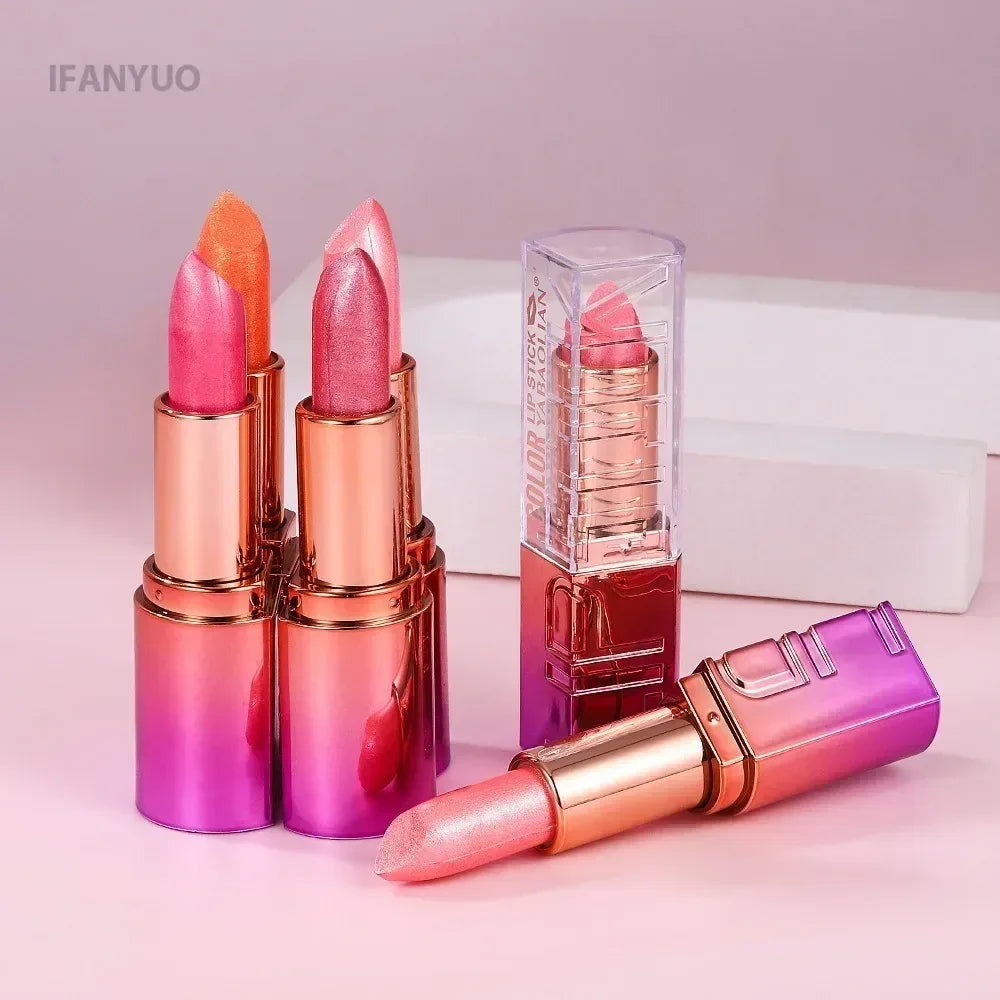 Nude Rose Pink Pearlescent Glitter Velvet Lipstick Golden Sparkle Waterproof Long Lasting Metallic Diamond Lipstick Women Makeup - My Vixen Vault