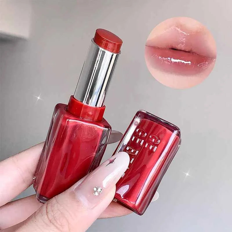 Gege Bear Mirror Gloss Lipstick — Ice-Translucent Water-Gloss Finish, Plumping and Hydrating.