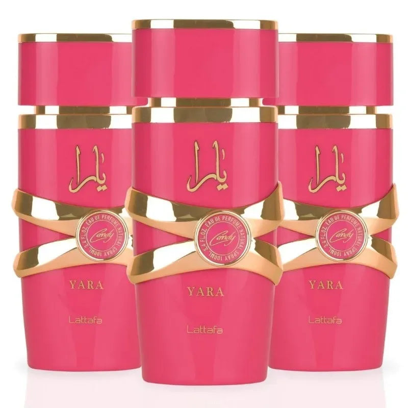 Lattafa Yara Candy Vanilla Fruity Citrus Floral Eau de Parfum Long-Lasting Fragrance for Women 3.40 Ounce 100 ml.