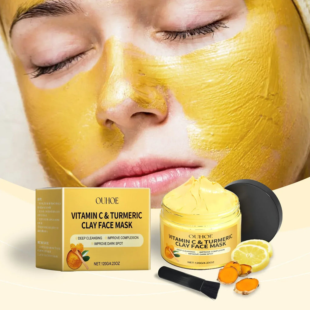 Vitamin C Turmeric Mud Mask Cleansing Shrinking Pores Moisturizer Brighten Deep Hydration Lightening Reduce Dullness Clay Mask - My Vixen Vault