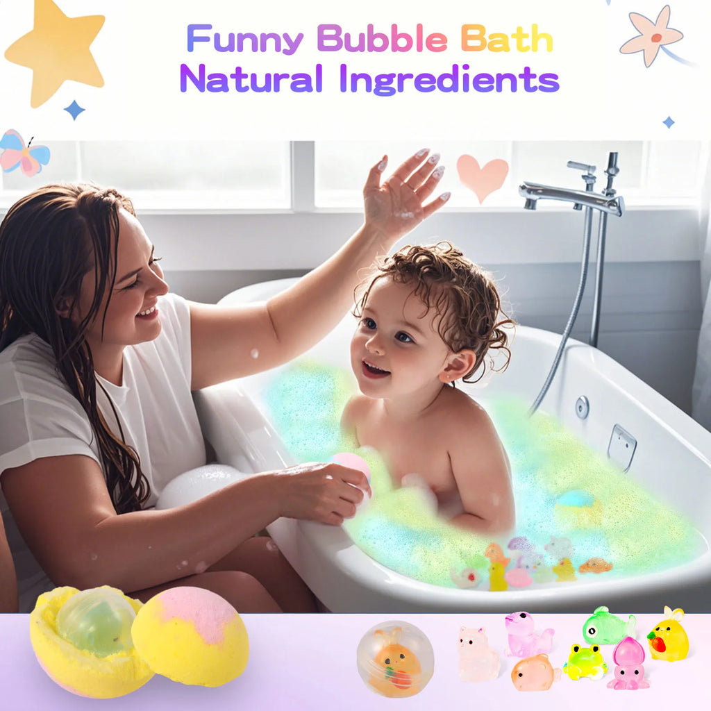 Bath Bombs for Kids with Surprise Inside, 24 Pack Natural Organic Kids Bubble Bath Fizzy for Girls Boys with Bath Toys Inside - Beauty Collection Studio