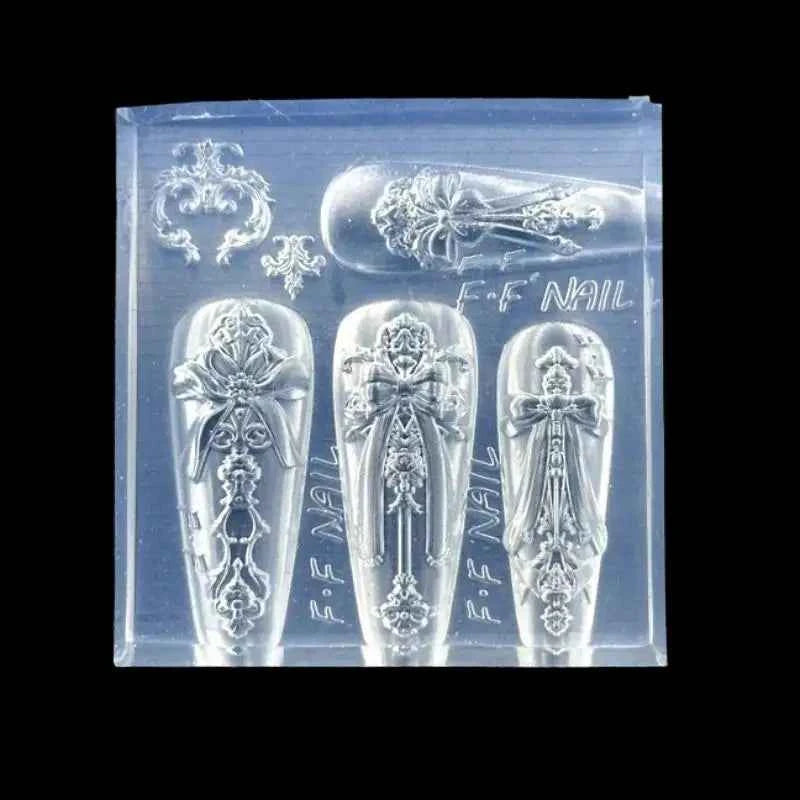Silicone Molds For Nails European Style Avatar Photo Frame 3D Mold DIY Bow Design Manicure Template Nail Art Decoration Tool