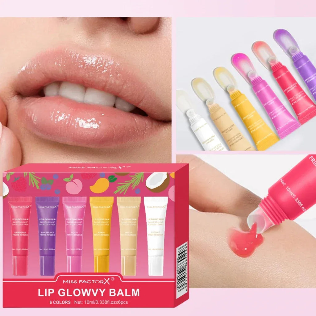 6-piece fruit flavored lip gloss set, moisturizing lip oil, glossy hydration, the best choice for women's holiday gifts - My Vixen Vault
