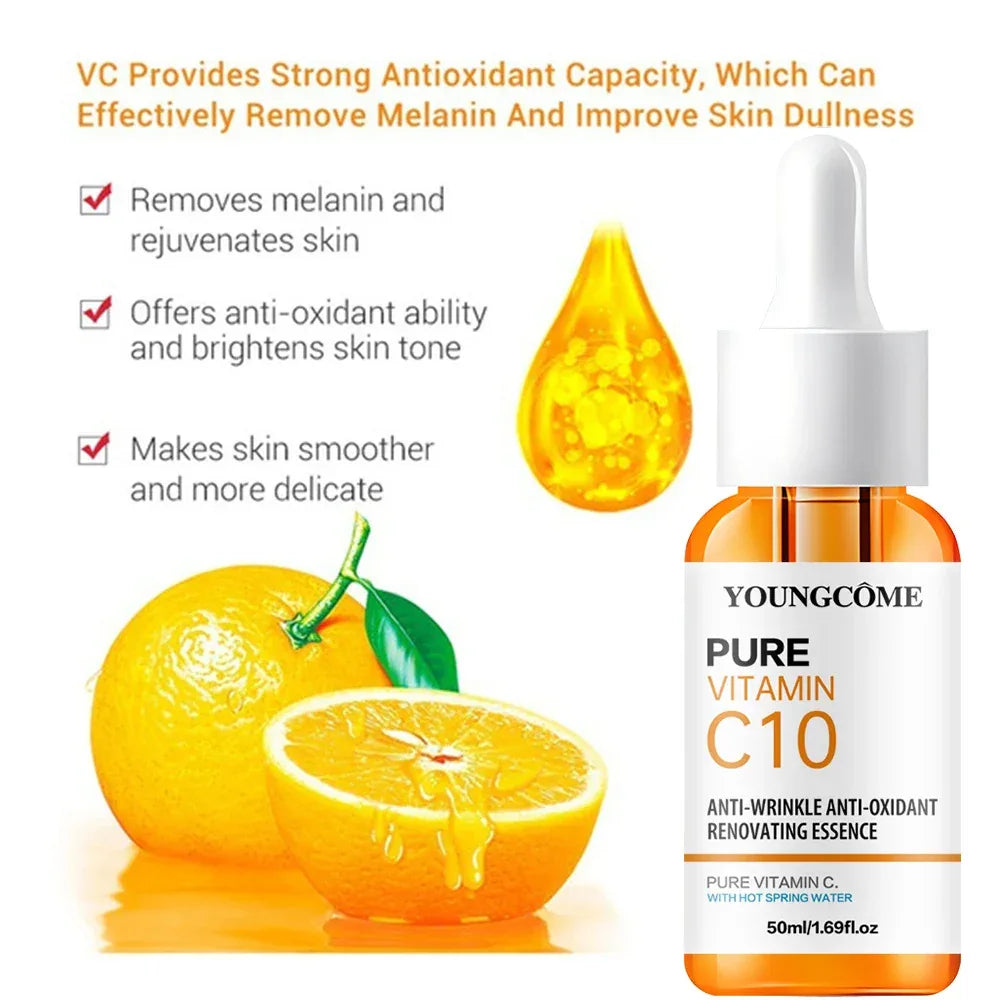 Vitamin C Facial Essence Hyaluronic Acid Dark Skin Brighten Serum Fade Fine Lines Moisturizing Repair Dull Serum Face Skin Care - My Vixen Vault