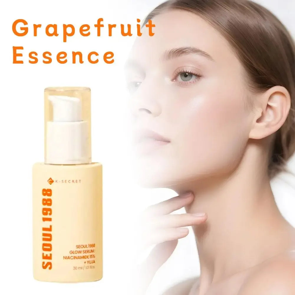 30ml K-SECRET Seoul 1988 Glow Serum 15% Niacinamide + Yuja, Brightening Facial Serum for Radiant Skin Grapefruit Essence - My Vixen Vault