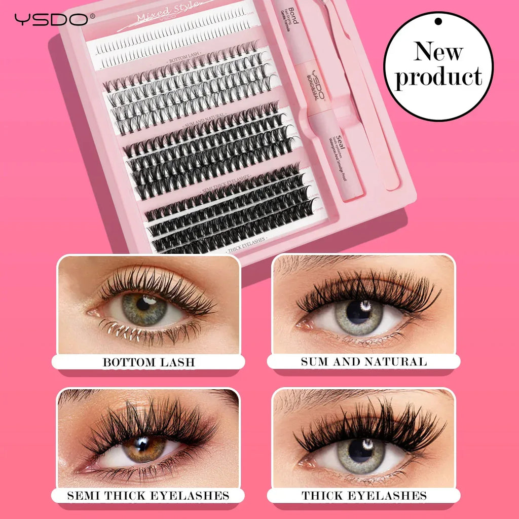 DIY Lash Extension Kit Lash Individual Lashes Clusters8-16mm With Waterproof Lash Bond And Seal Eyelash Tweezers Lash Kit - My Vixen Vault