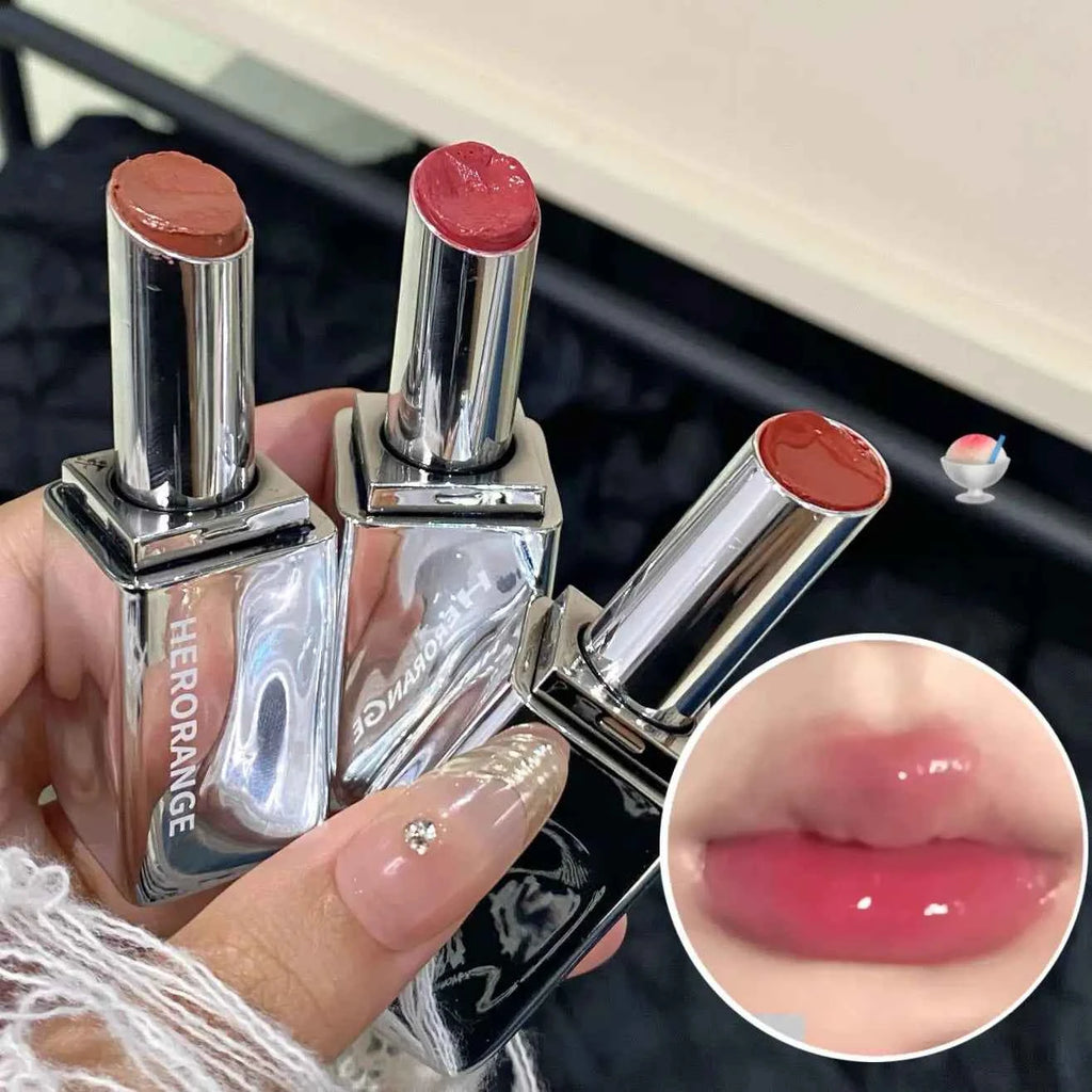 Water Light Lipstick Waterproof Crystal Mirror Lipstick Lasting Glass Jelly Lip Tint Natural Moisturizer Non-stick Cup Lip Glaze.