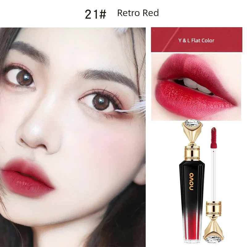 Novo Official Flagship Store Vintage Velvet Lip Lacquer Matte Finish Lipstick Lip Gloss Long-Lasting White No Stain on Cup Women - My Vixen Vault