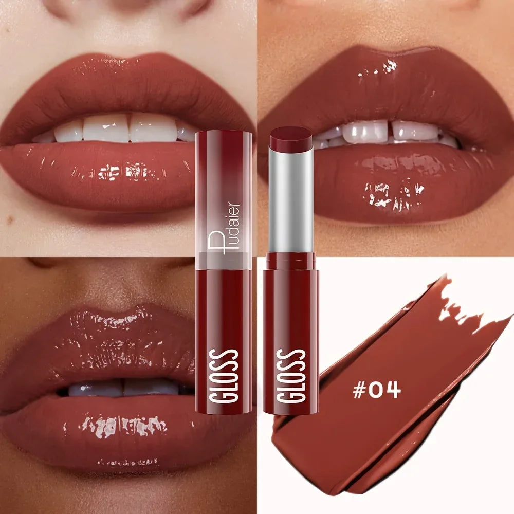 Waterproof Lipstick with Glass Mirror and Plumping Effect Non-Stick Nude Shades,Matte Lip Gloss For Plumper Looking Lips - My Vixen Vault