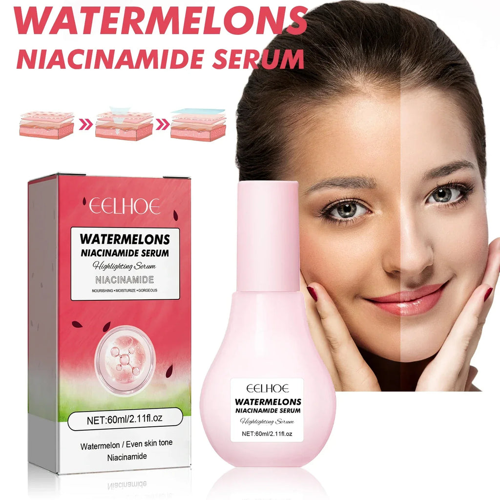 Watermelon Niacinamide Brightening Essence Light Bulb Design W/ Hyaluronic Acid Vitamin E Lightweight Hydrating Face Makeup - My Vixen Vault