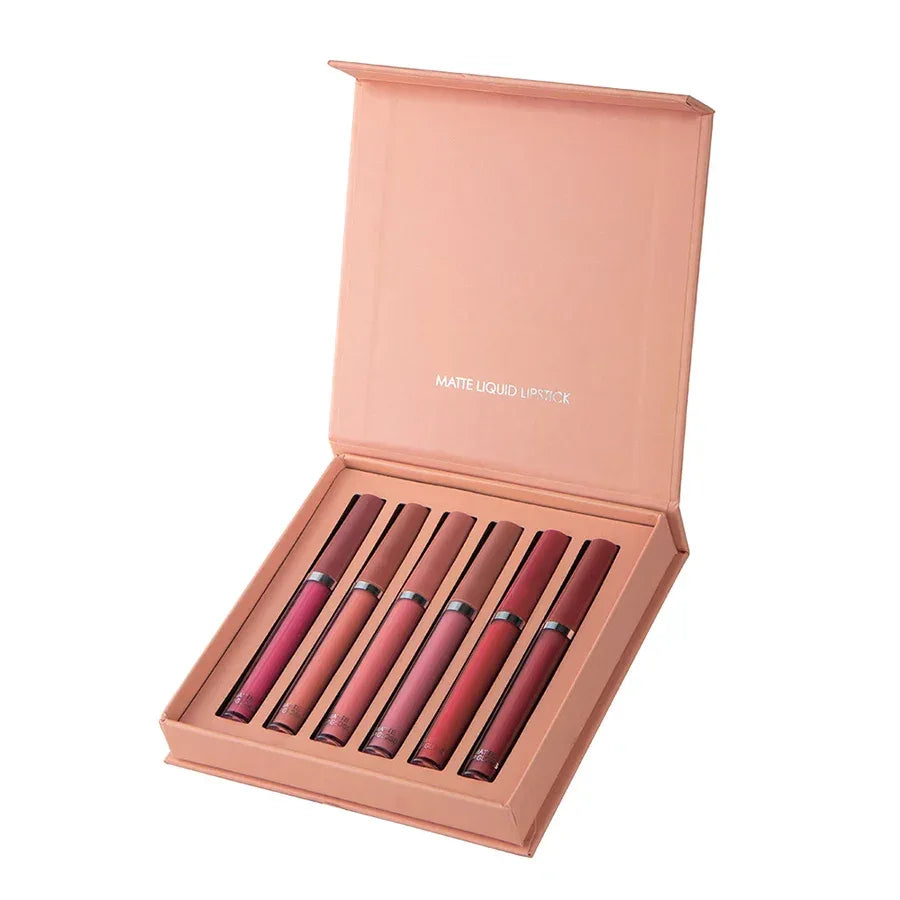 Matte Lip Gloss Set 6 Color Lipstick Smooth And Lasting Display Lip Gloss Waterproof Moisturizing Lipstick Holiday Gift Box Set - My Vixen Vault