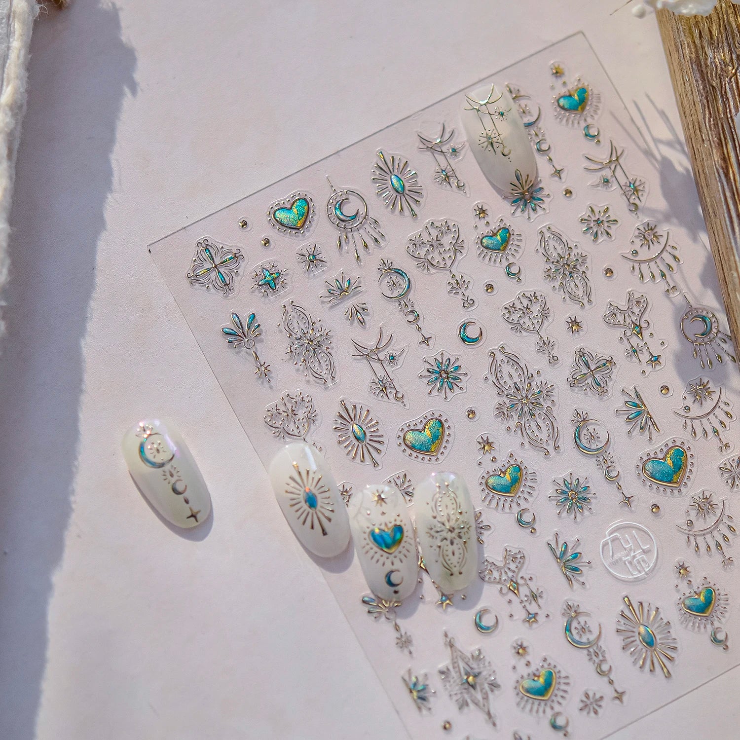 1PCS 5D Picture Frame Style Nail Art Stickers Relief Necklace Gemstone Nail Art Accessories Temperament Girl Stickers