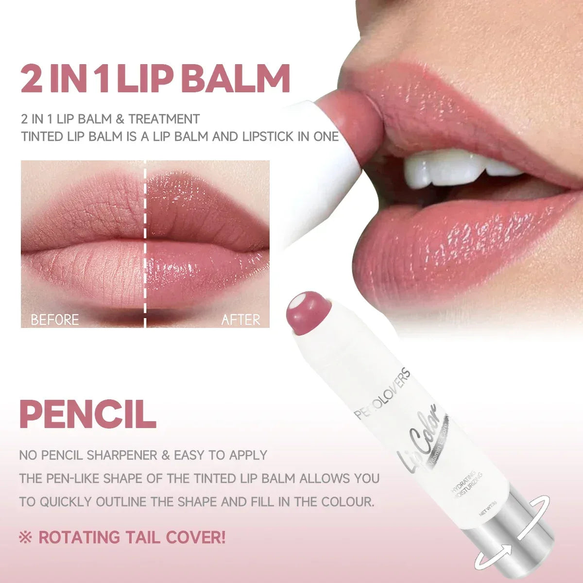 2-in-1 Nude Lipstick Matte Red Lip Balm Moisturizing 6 Colors Sandwich Lipstick Waterproof Long Lasting Non-stick Cup Lip Stick - My Vixen Vault