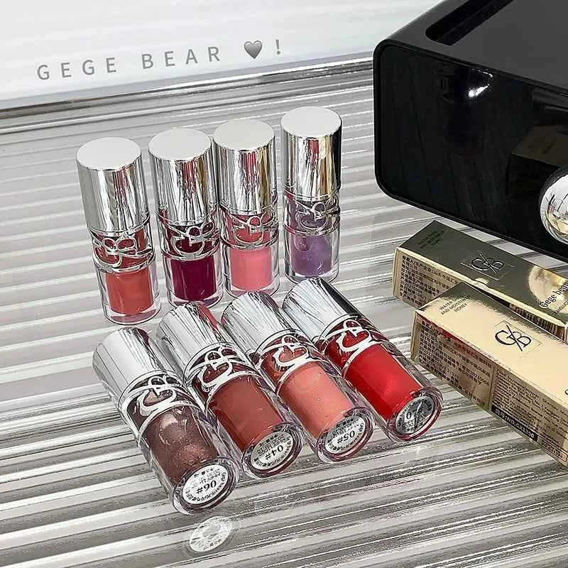 Gege Bear Glittering Mirror Lip Glaze, Watery Shimmering Light Lip Gloss Makeup 8 Colors, Hydrating Moisturizing, Long Lasting.