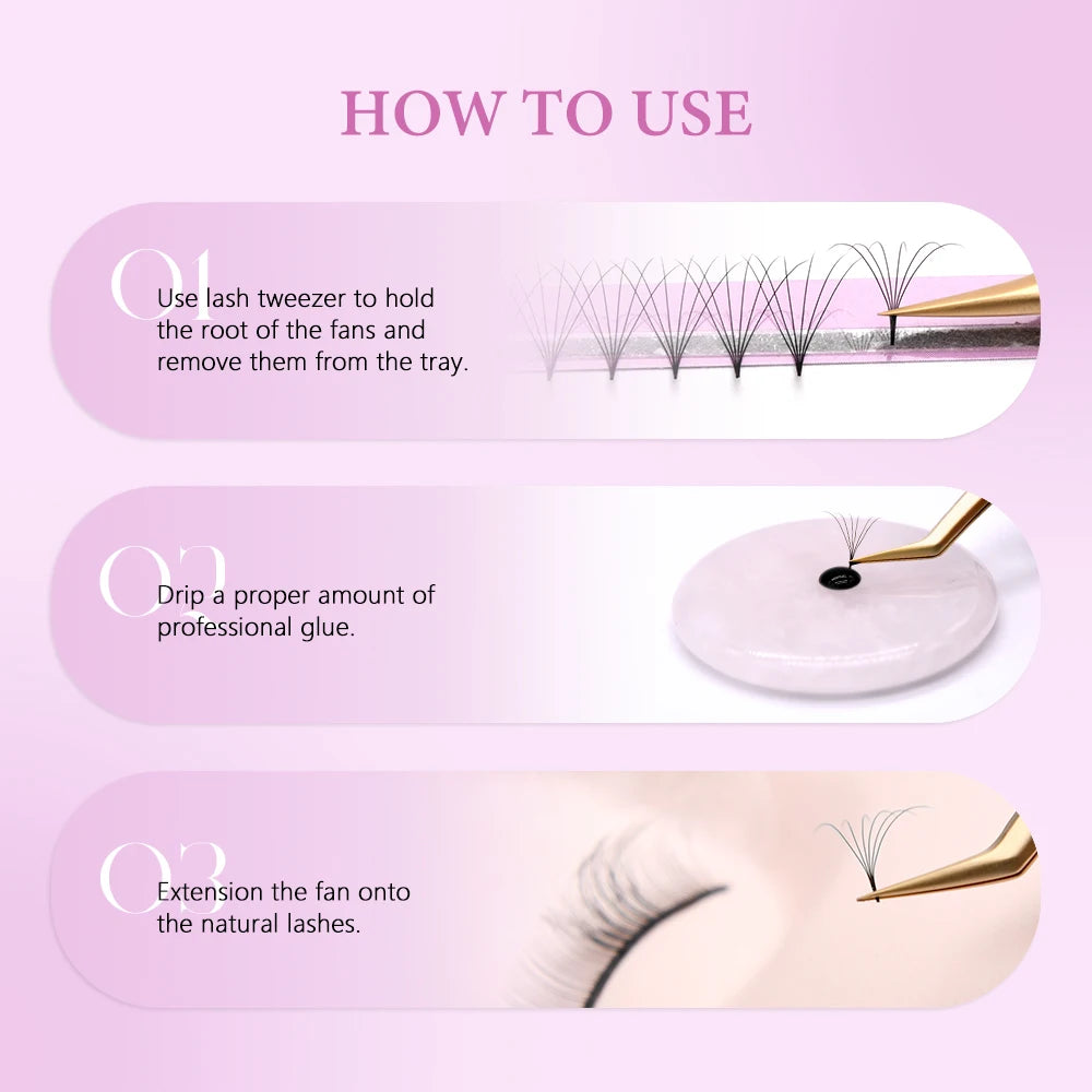 OWOSC 3D-20d Soft Natural Mink Eyelashes 120fans  Handmade Premade Volume Fans Eyelash Extension Maquillage Femme False Lashes - Beauty Collection Studio