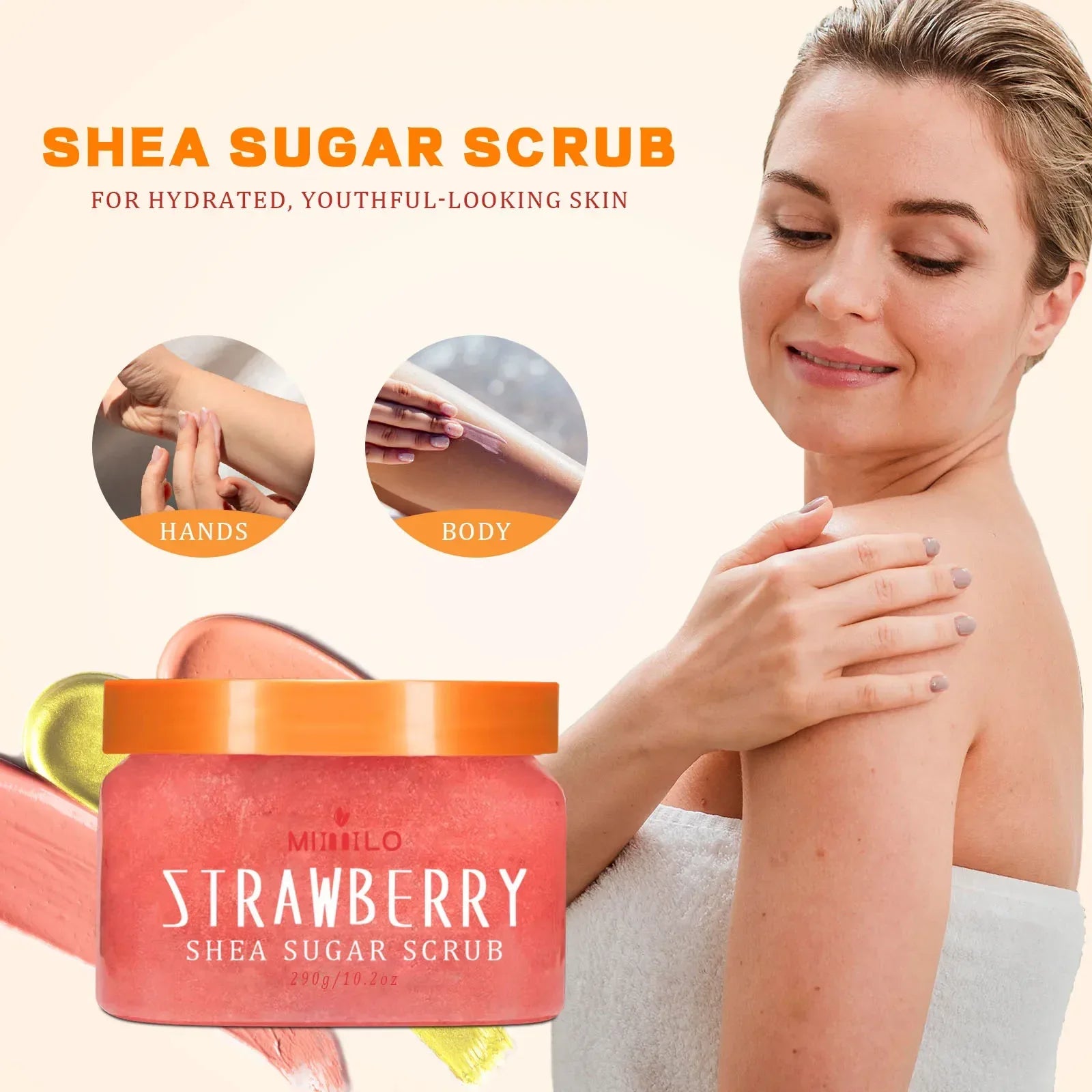 SHEA SUGAR SCRUB, exfoliating scrub, smooth and beautiful skin, moisturizing and nourishing care, can be used on the whole...