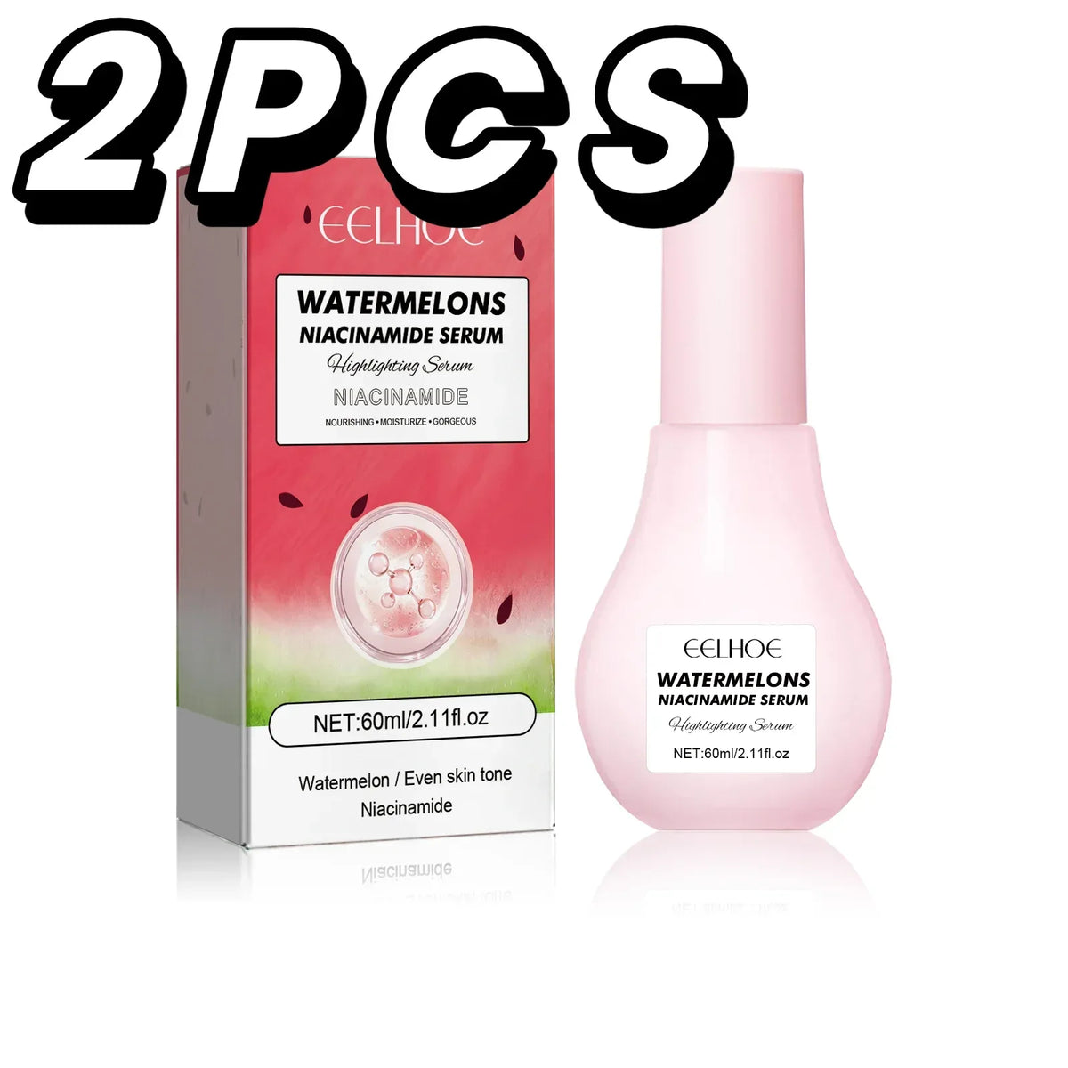 Watermelon Niacinamide Brightening Essence Light Bulb Design W/ Hyaluronic Acid Vitamin E Lightweight Hydrating Face Makeup - My Vixen Vault