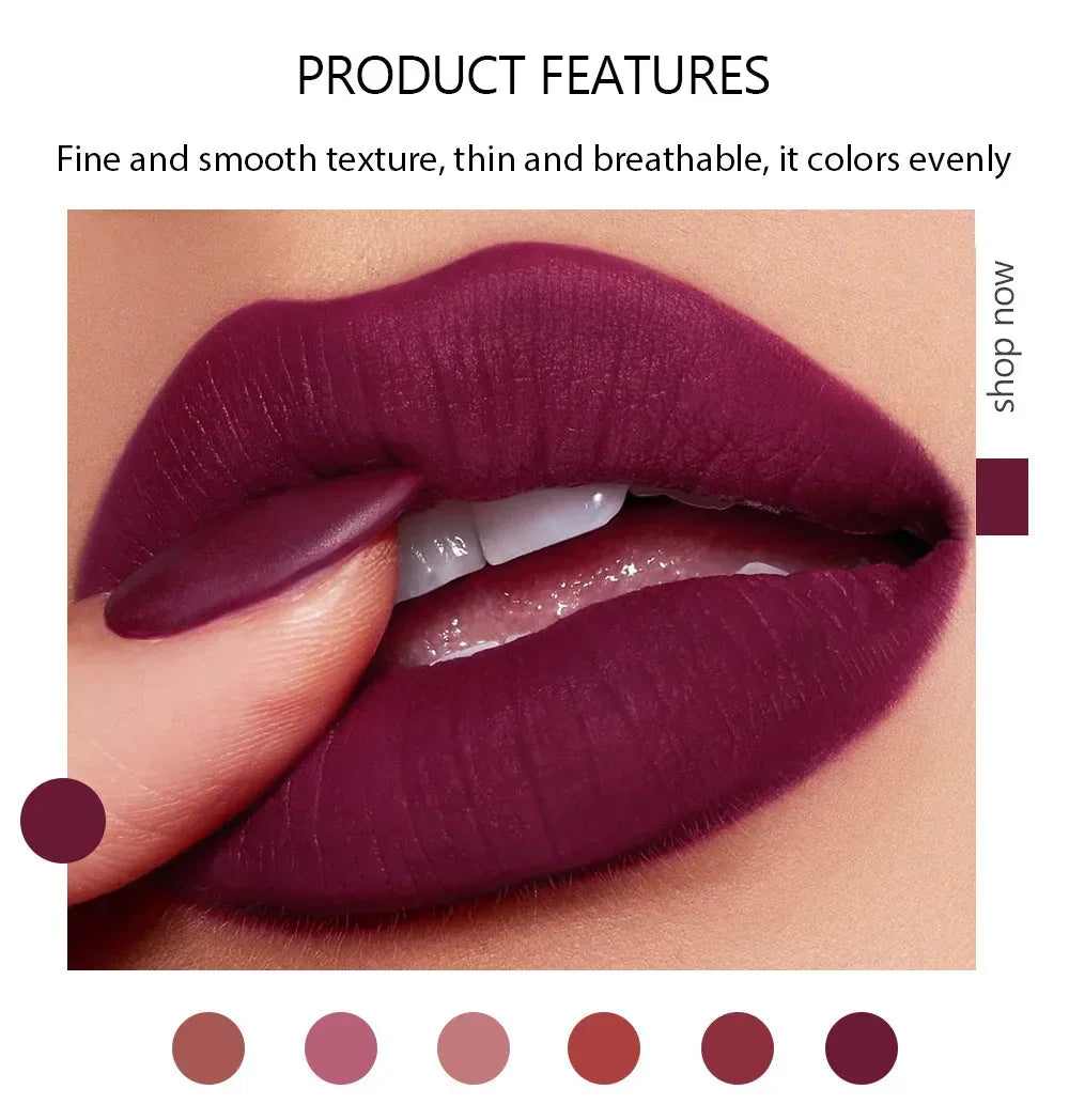 6-Color Matte Lipstick , Non-Fading, Non-Stick Cup Long-Lasting Velvet Finish, Smooth Matte Lip Color Waterproof Smudge-proof - My Vixen Vault