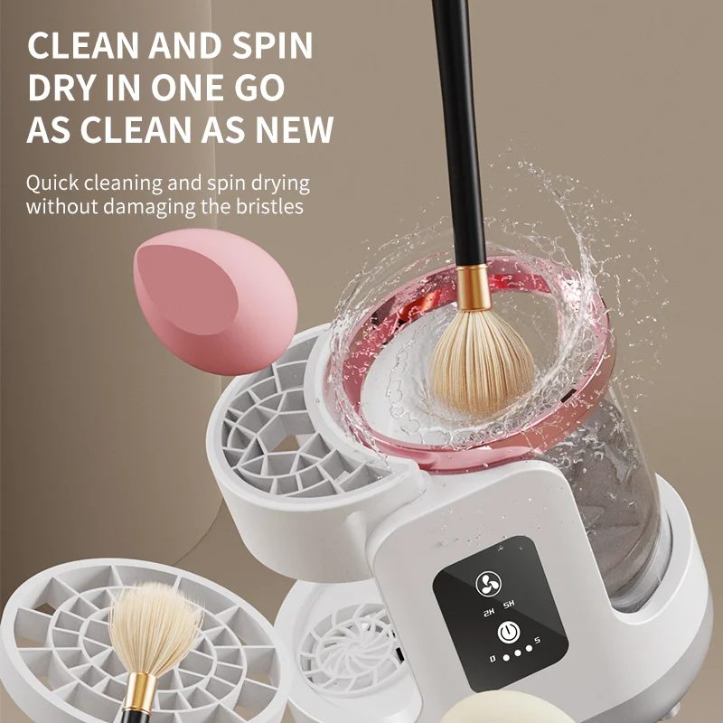 USB Electric Makeup Brush Cleaner 3-in-1 with Automatic Quick-Drying Support Device - Makeup Brush Cleaning And Drying Book Tool - Beauty Collection Studio