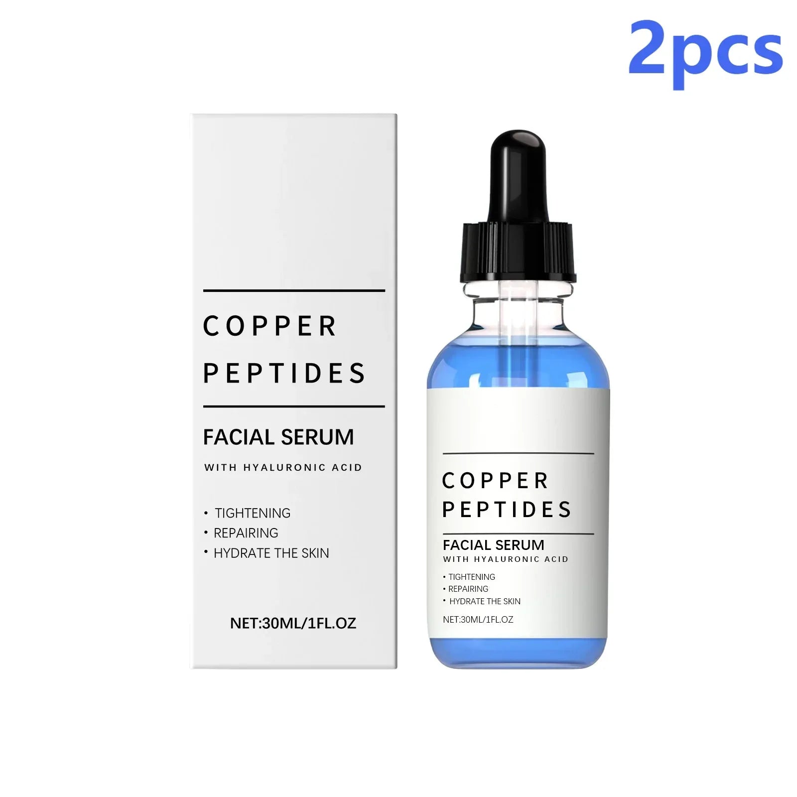 Copper Peptide Serum Anti Wrinkle Remover Antioxidant Tighten Skin Barrier Repair Deep Hydration Hyaluronic Acid Face Serum 30ml - My Vixen Vault