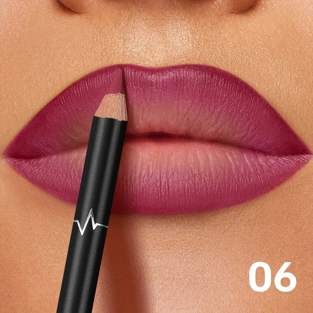 Pudaier 6-Color Waterproof Matte Lip Liner - Long-Lasting, Non-Transfer Formula, Matte Finish, 6 Versatile Shades - My Vixen Vault