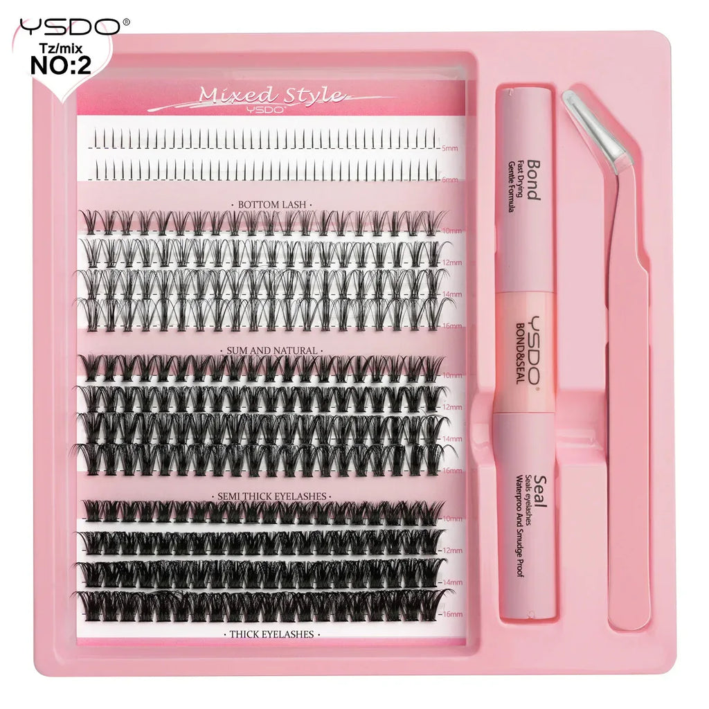 DIY Lash Extension Kit Lash Individual Lashes Clusters8-16mm With Waterproof Lash Bond And Seal Eyelash Tweezers Lash Kit - My Vixen Vault