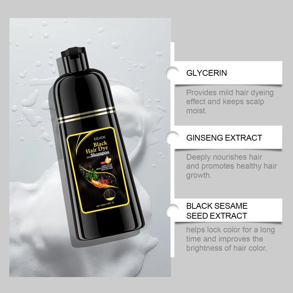 3 In 1 Instant Coloring Shampo Change Hair Color Gray Hair to Black Natural Black Color for Men Women Hair Dye Deep Nourishing - My Vixen Vault