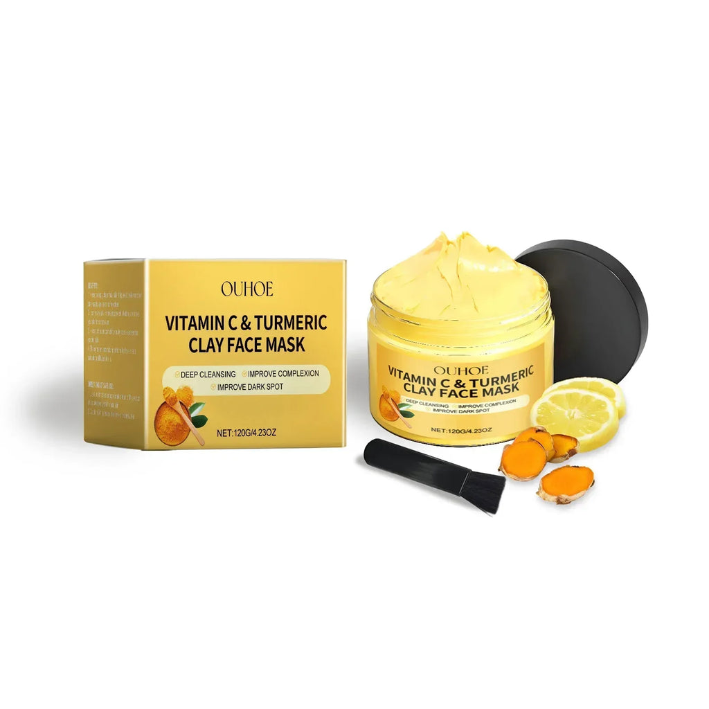 Vitamin C Turmeric Mud Mask Cleansing Shrinking Pores Moisturizer Brighten Deep Hydration Lightening Reduce Dullness Clay Mask - My Vixen Vault