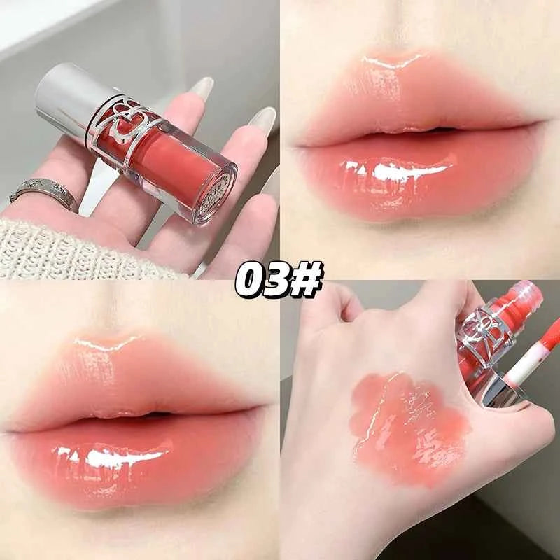 Gege Bear Glittering Mirror Lip Glaze, Watery Shimmering Light Lip Gloss Makeup 8 Colors, Hydrating Moisturizing, Long Lasting.