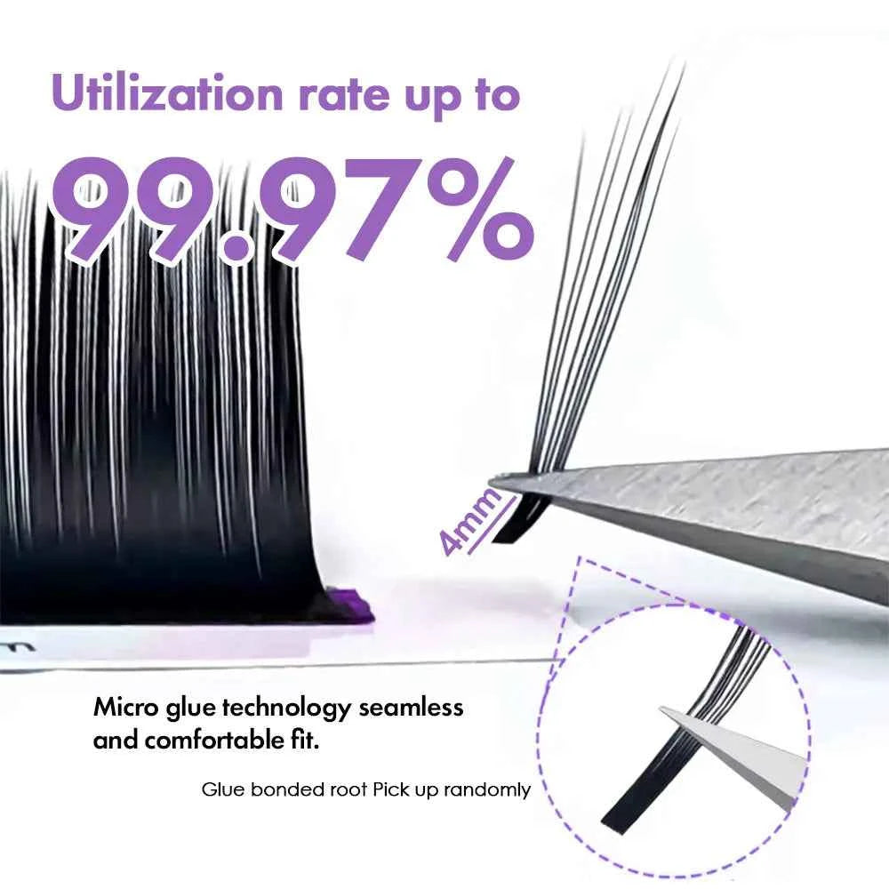 MASSCAKU Camellia Blooming Eyelash Extension L M Curl 100% Handmade Self-Making Auto Fans Individual Lashes for Maquillaje Mujer