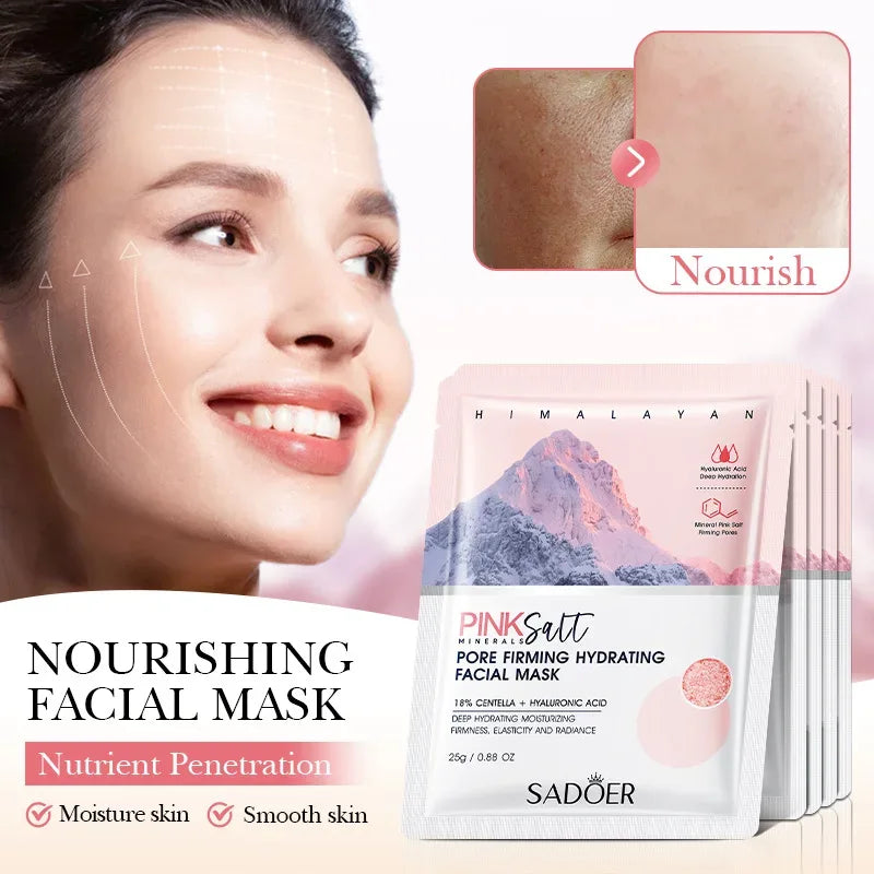 SADOER Pink Salt Face Mask Moisturizing Whitening Anti Wrinkles Anti-aging Facial Masks Sheet Masks Face Skin Care Product...