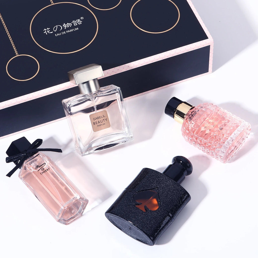 Gift Box Four Piece Set Women Perfume Spray 105ml Floral Scent Lasting Fragrance Pheromone Eau De Parfum Men Cologne Balminess Beauty Collection Studio