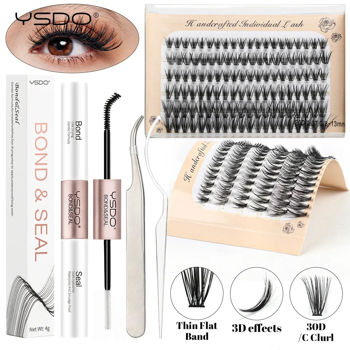 DIY Lash Extension Kit Lash Individual Lashes Clusters8-16mm With Waterproof Lash Bond And Seal Eyelash Tweezers Lash Kit - My Vixen Vault