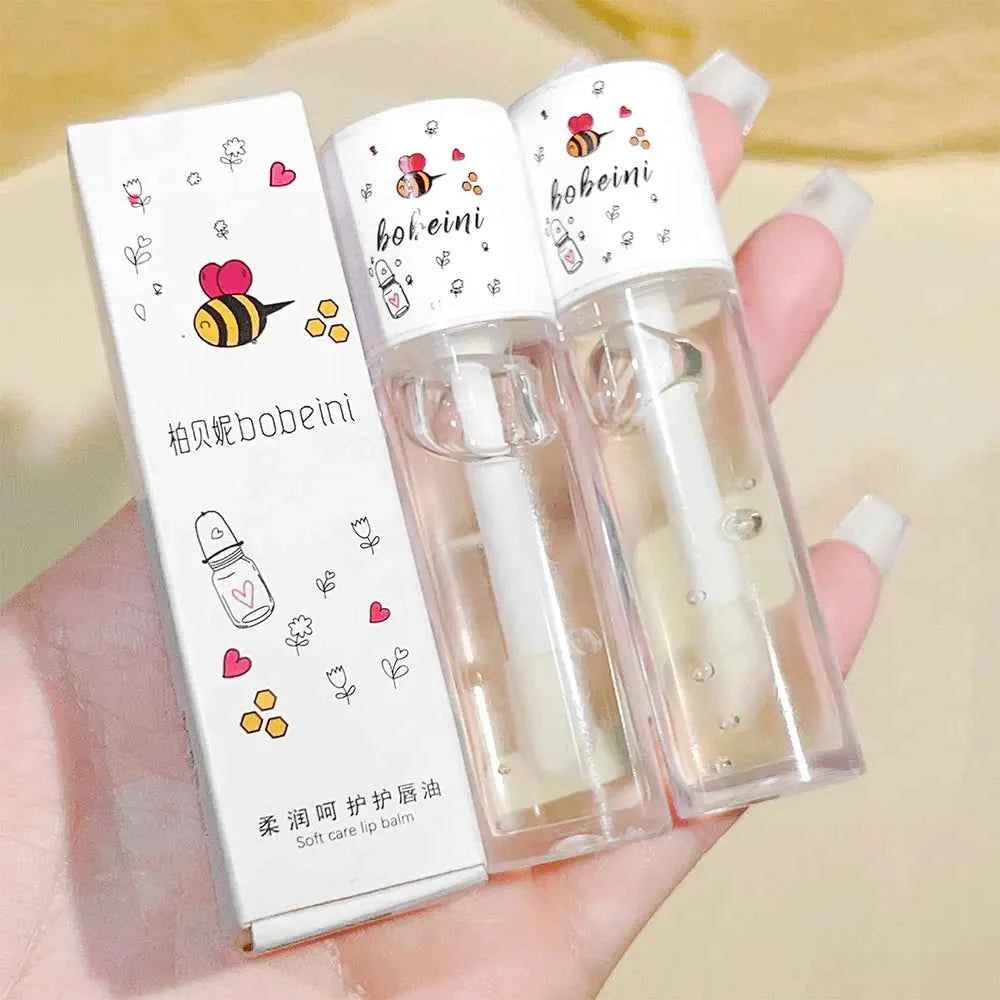 Bee Lip Oil Water-shine Glass Transparent Lip Honey Dry Repair Lip Care toot Lip Moisturizing Lip Oil