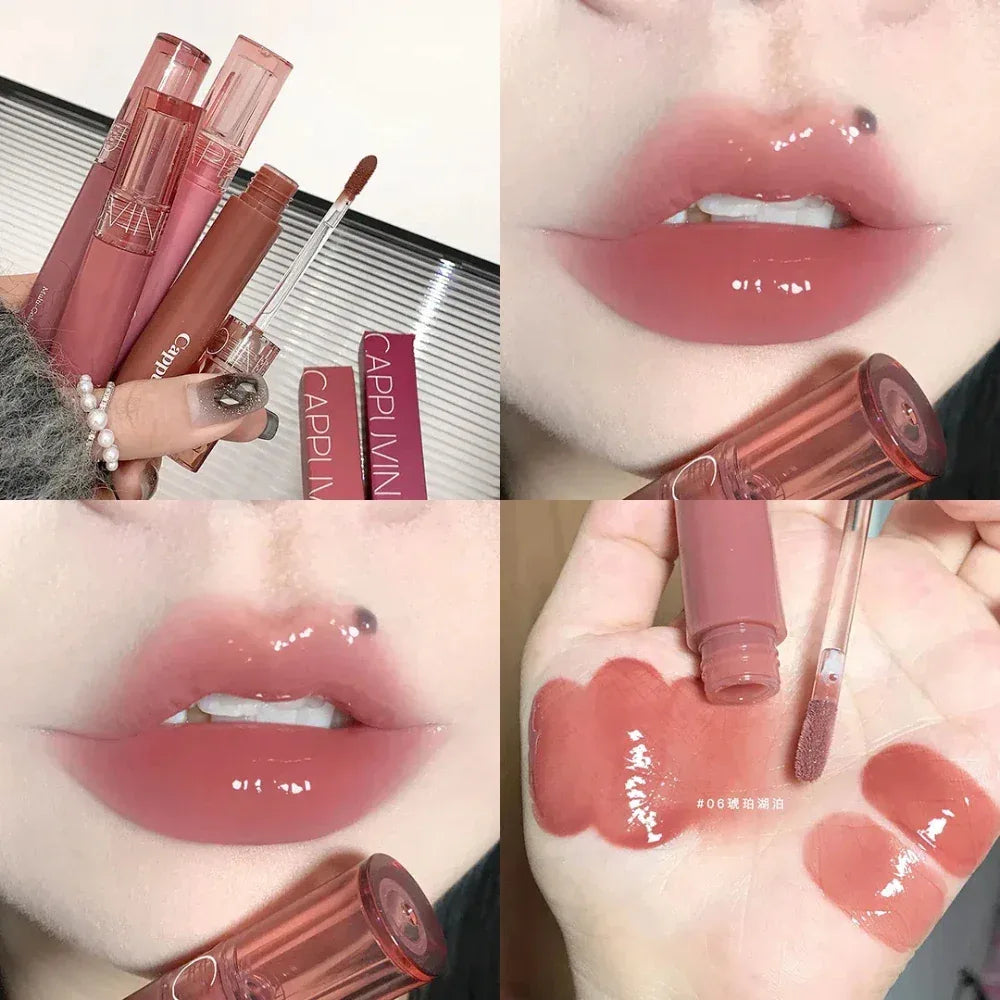 Mirror Jelly Lip Glaze 6 Colors Water-light Lip Gloss Long Lasting Waterproof Moisturising Glossy Red Lip Tint Makeup Cosmetics - My Vixen Vault