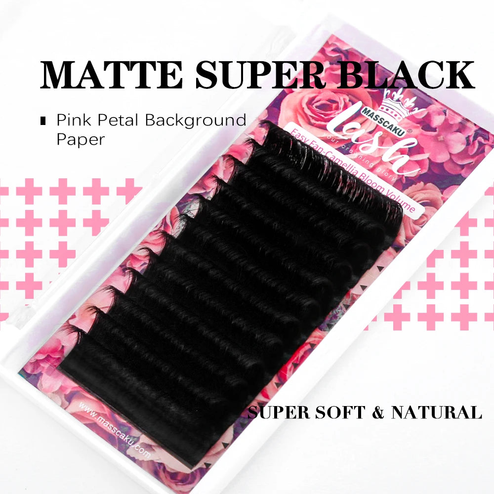MASSCAKU Korean Pbt Material Easy Fanning Blooming Lash Trays C CC D DD Curl Faux Mink Automatic Flowering Eyelashes Extensions - Beauty Collection Studio