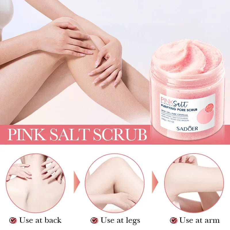 SADOER Himalayan Pink Salt Body Scrub Moisturizing Cream Exfoliating Body Arm Leg Back Scrub Exfoliator Body Lotion Skin Care - My Vixen Vault