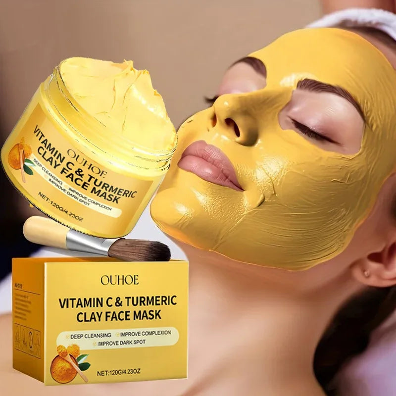 Vitamin C Exfoliating facial mask Turmeric Exfoliating facial mask Improve Pore Deep Cleaning facial mask Apply facial mas...