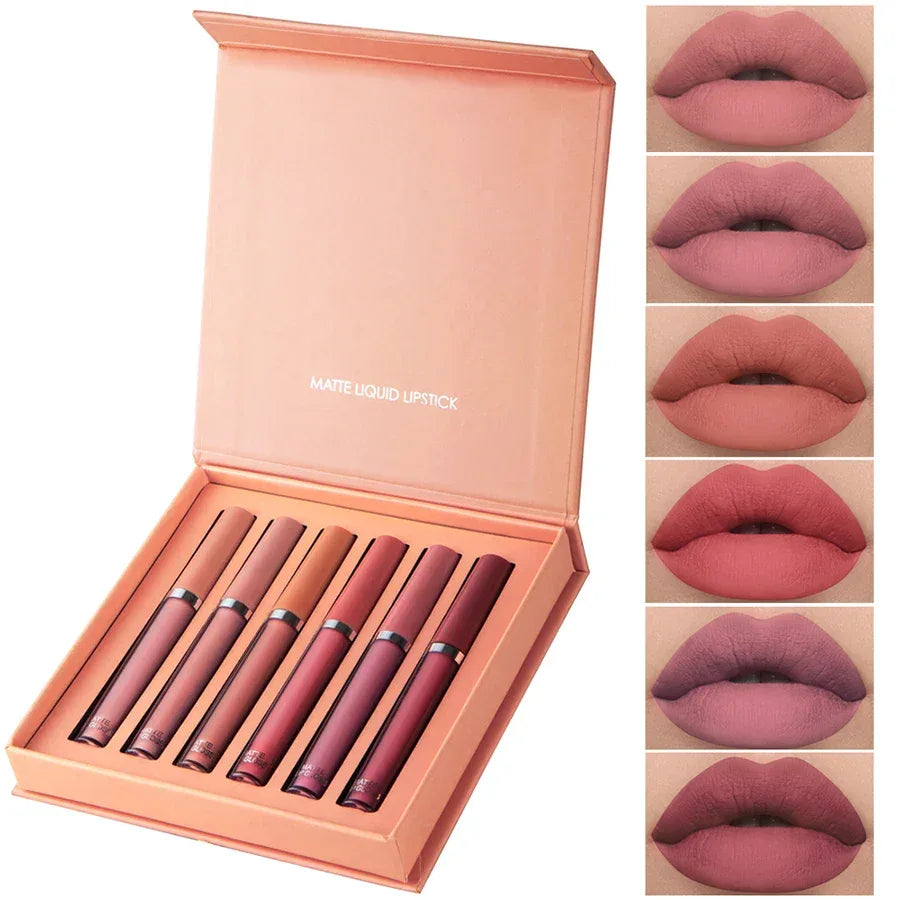 Matte Lip Gloss Set 6 Color Lipstick Smooth And Lasting Display Lip Gloss Waterproof Moisturizing Lipstick Holiday Gift Box Set - My Vixen Vault