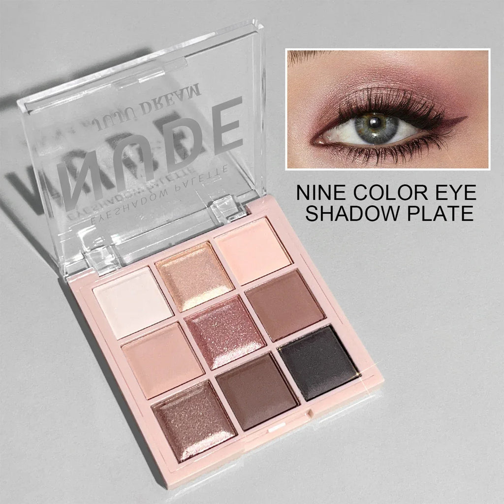 JUJU DREAM 9-Color Eyeshadow Palette, Matte & Shimmer Finish, Soft Milk Tea Tones, Compact & Easy for Daily Student Makeup - My Vixen Vault