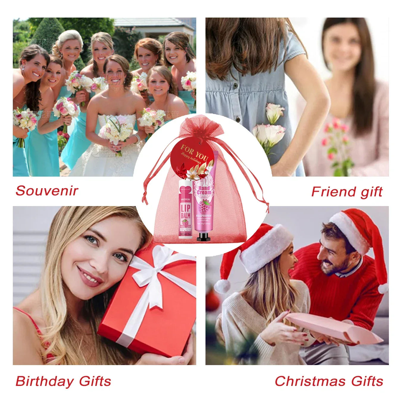 96pcs gift set hand cream and lip balm, with thank you card and organza bag, suitable for wedding, ladies party.