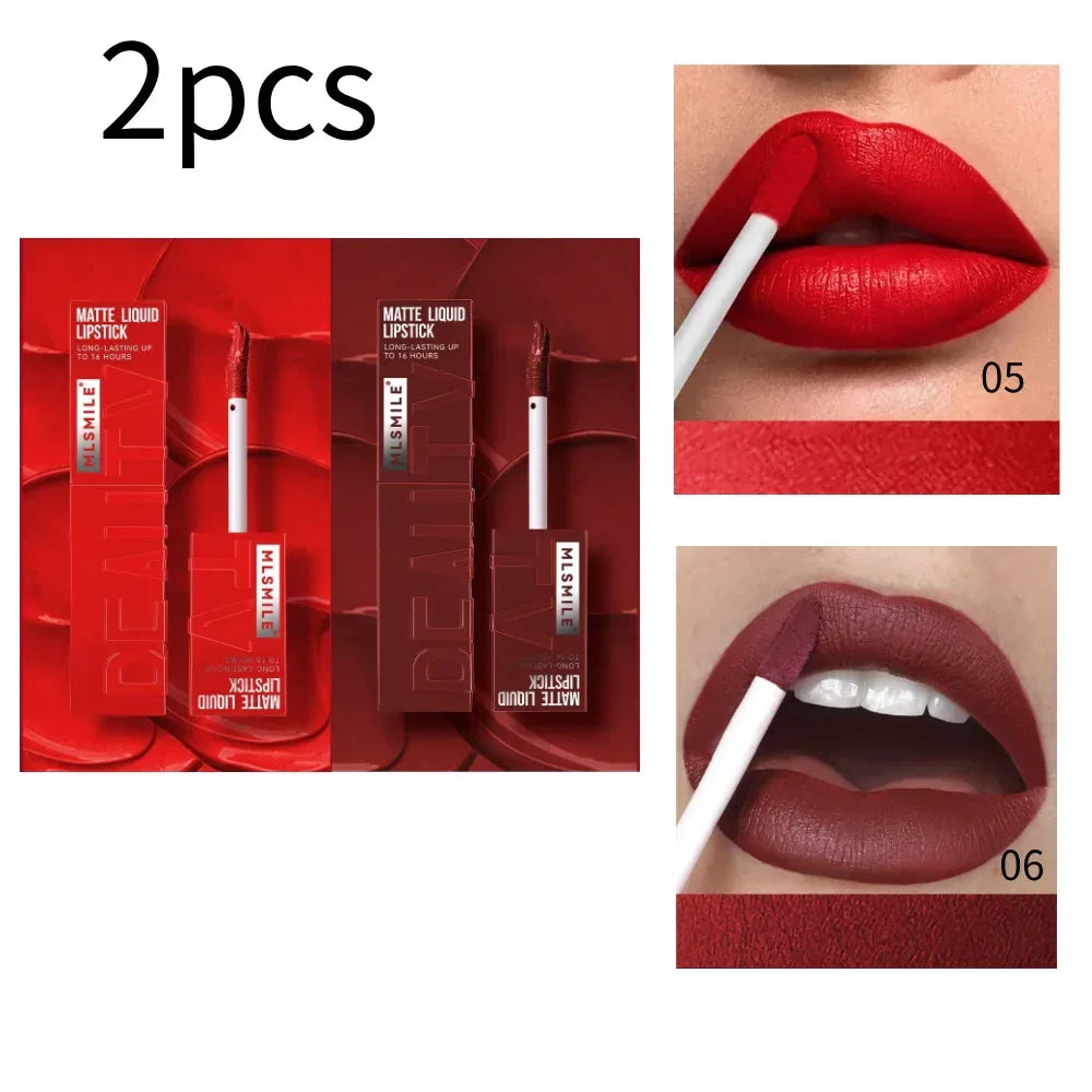 MLSMILE 6 Color Non-stick cup Velvet Satin Gloss Lip glaze Mist Liquid matte lipstick Waterproof long-lasting color liquid - My Vixen Vault