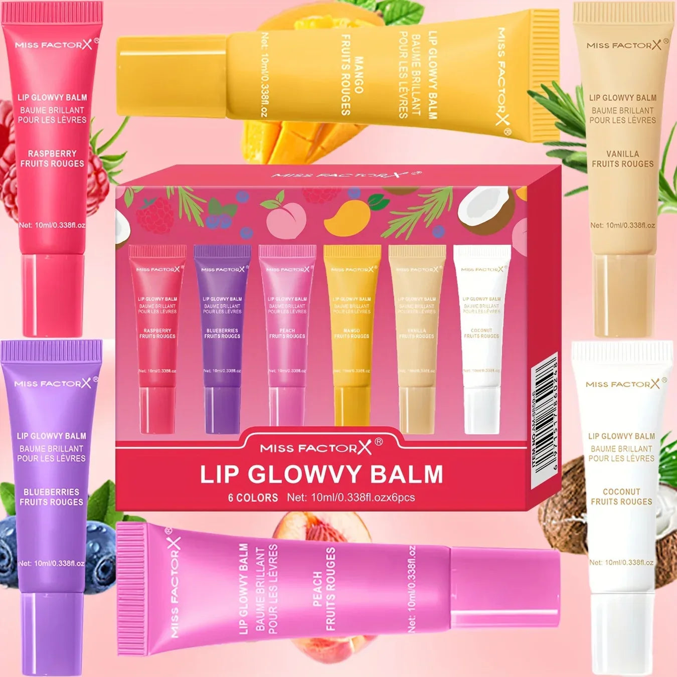 6-piece fruit flavored lip gloss set, moisturizing lip oil, glossy hydration, the best choice for women's holiday gifts - My Vixen Vault
