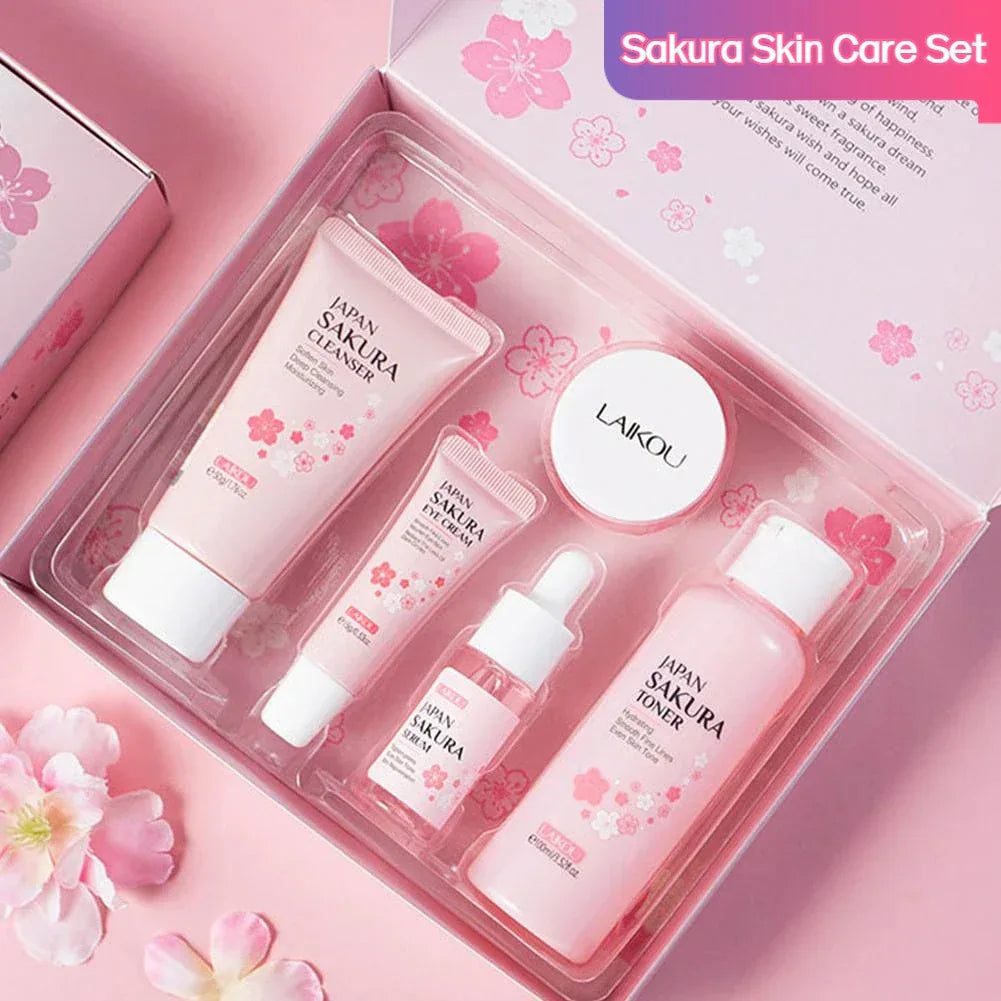 5/3pcs/Set Sakura Skin Care Sets Face Cream Serum Toner Facial Cleanser Sunscreen Eye Cream Gift Box Face Skin Care Set Product - My Vixen Vault