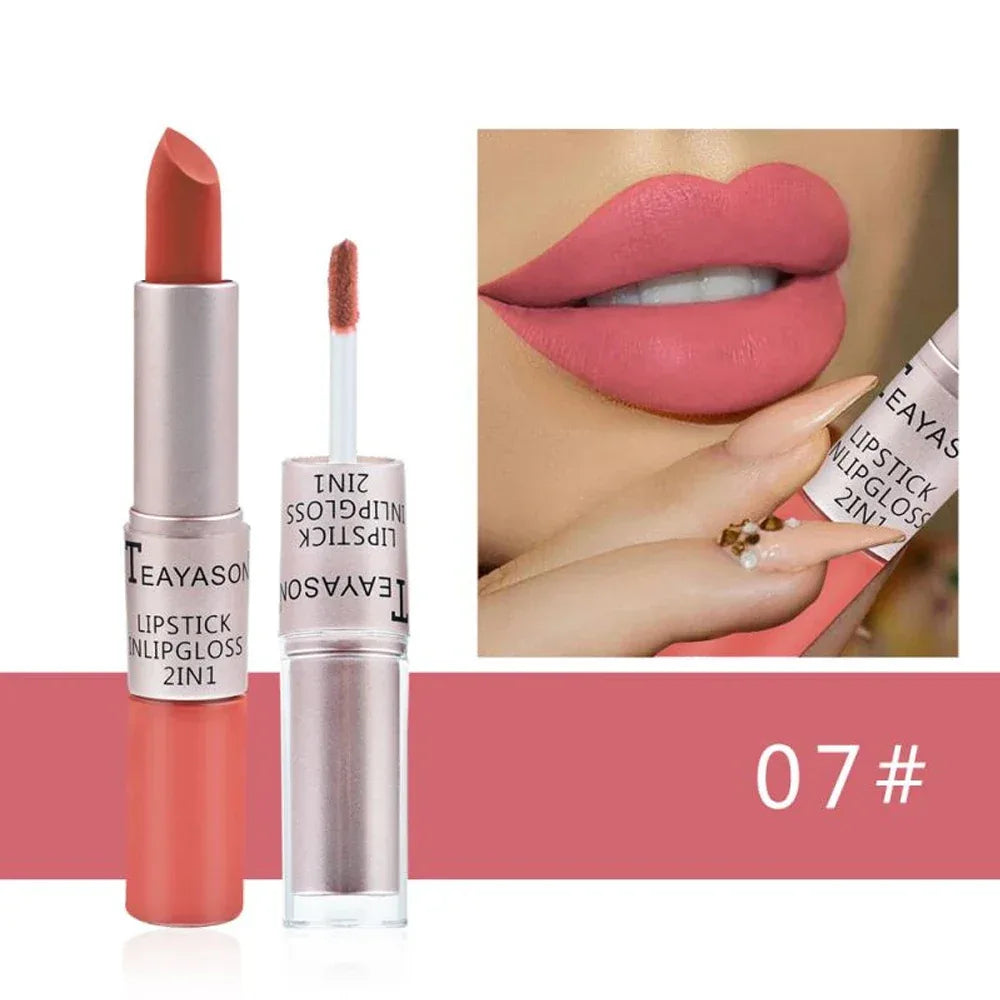 Double-Ended Velvet Matte Lipstick with Long-Lasting Effect, Brightening and Complexion-Enhancing Lipstick Pen for Autumn and Winter, Non-Transfer Matte, Valentine's Day Gift Lipstick - My Vixen Vault