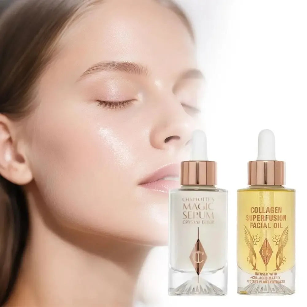 Charlotte Tilbury Collagen Essence Facial Care Essential Oil Deep Moisturizing Repairing Firming Brightening Light Easy Absorb - My Vixen Vault