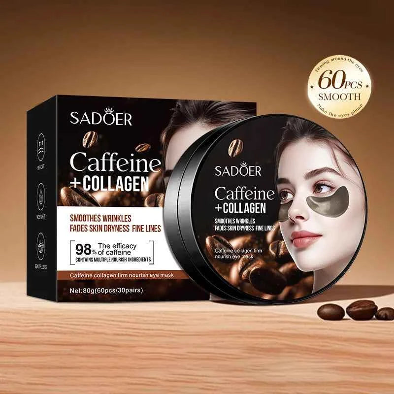 60pcs SADOER Caffeine Crystal Collagen Eye Mask Anti Dark Circles Ant -Aging Anti Wrinkles Moisturizing Eye Patches Skin Care