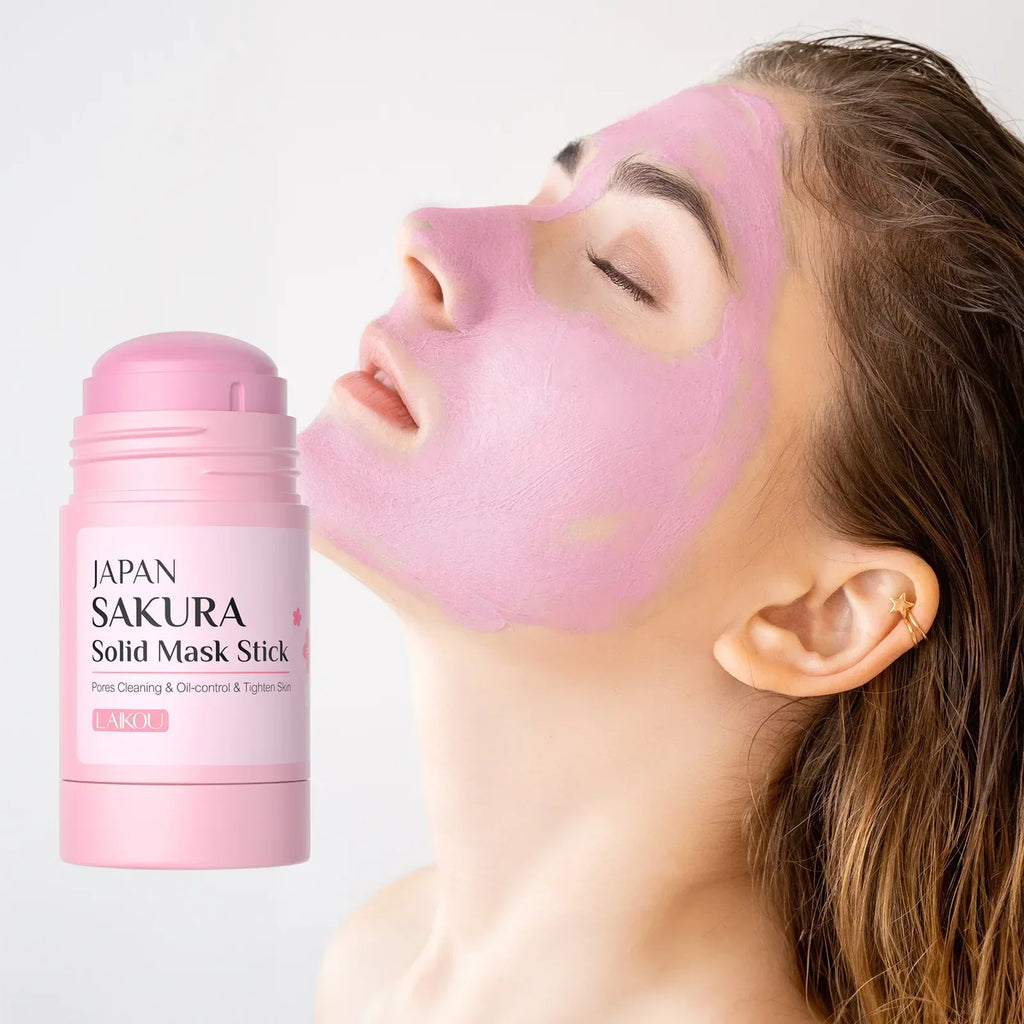 Sakura Solid Face Mask Stick Deep Cleaning Green Tea Facial Mask Reduces Blackhead Pores Oil Control Moisturizing Mud Mask 40g - My Vixen Vault