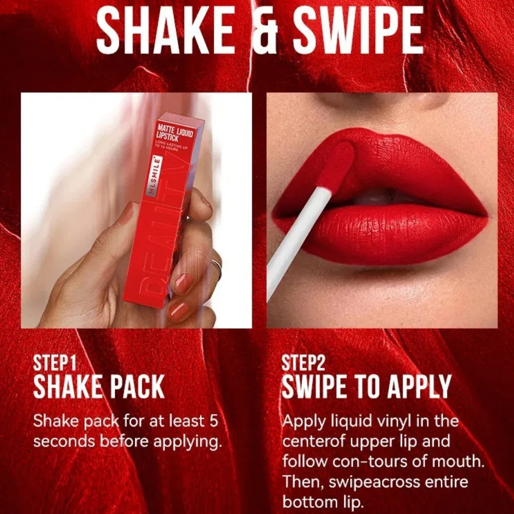 MLSMILE 6 Color Non-stick cup Velvet Satin Gloss Lip glaze Mist Liquid matte lipstick Waterproof long-lasting color liquid - My Vixen Vault